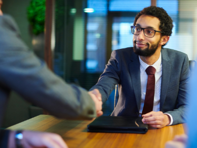 man at job interview